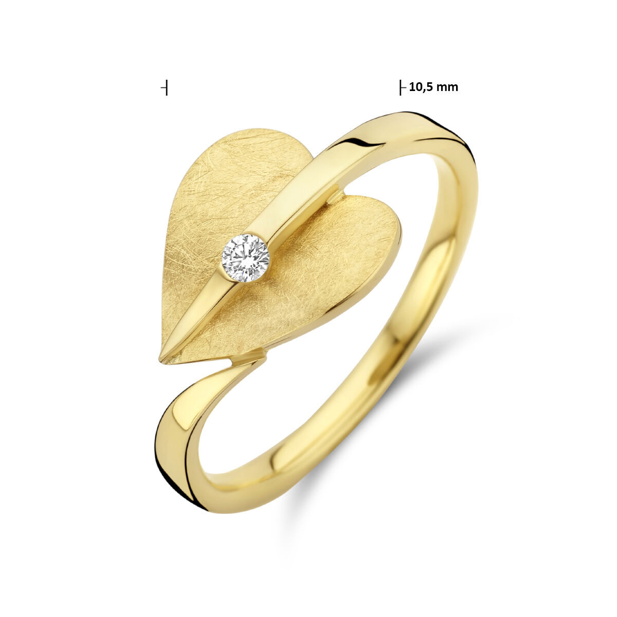Chique gouden ring met hart en diamant