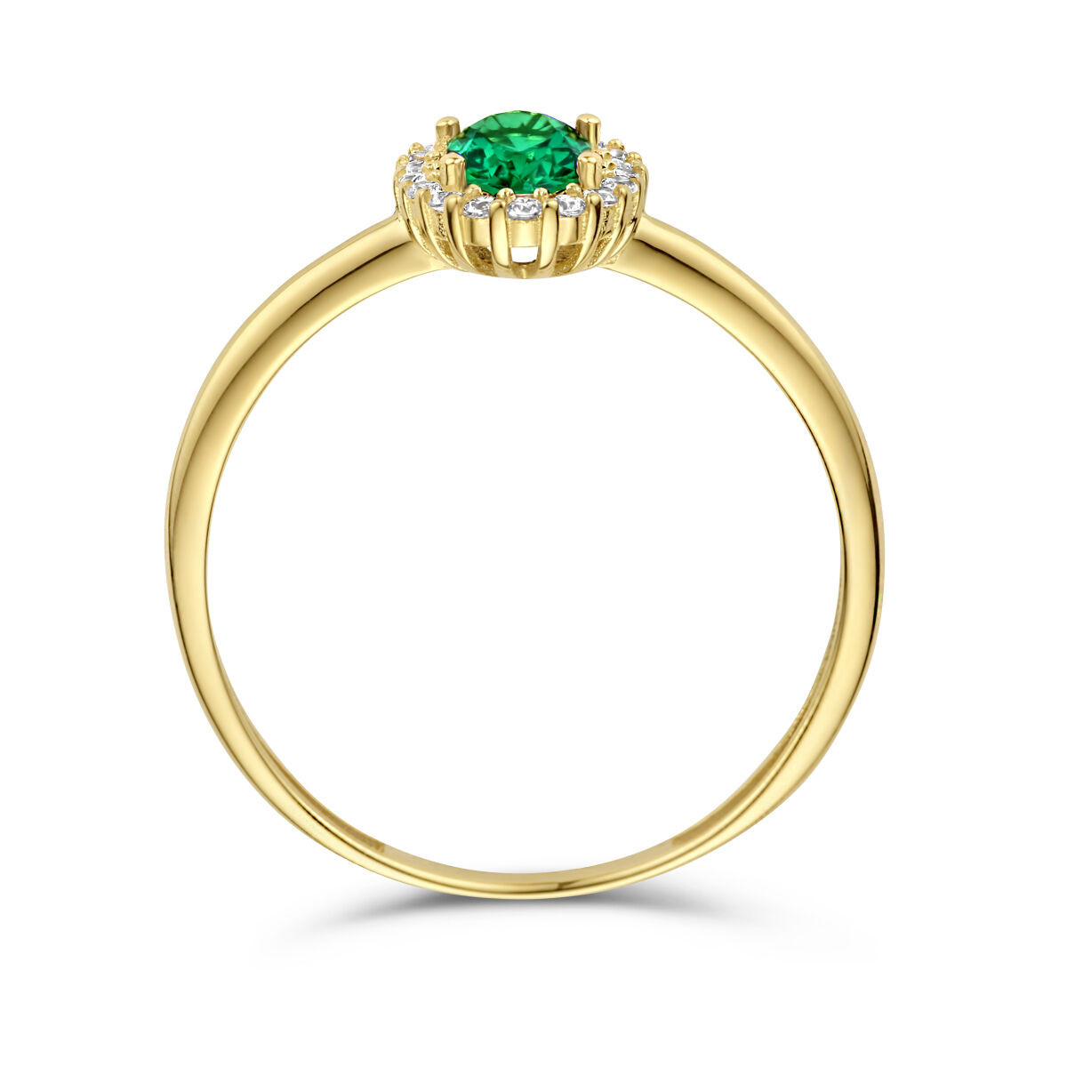 14-karaat gouden ring met ovale zirkonia groen 