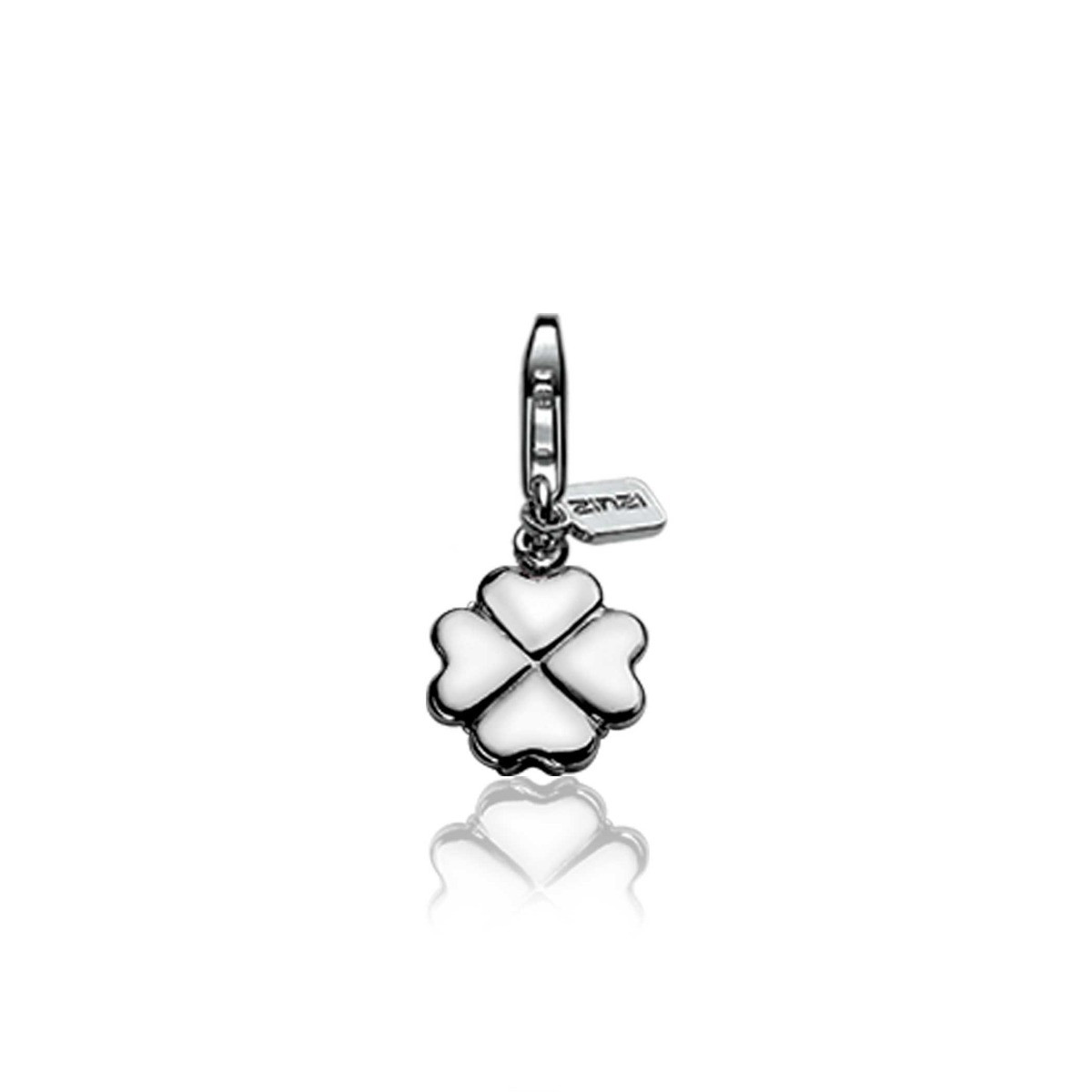 Zinzi CHARMS5 zilveren bedel met klavertje vier 9 mm breed - Hoogte 21 mm