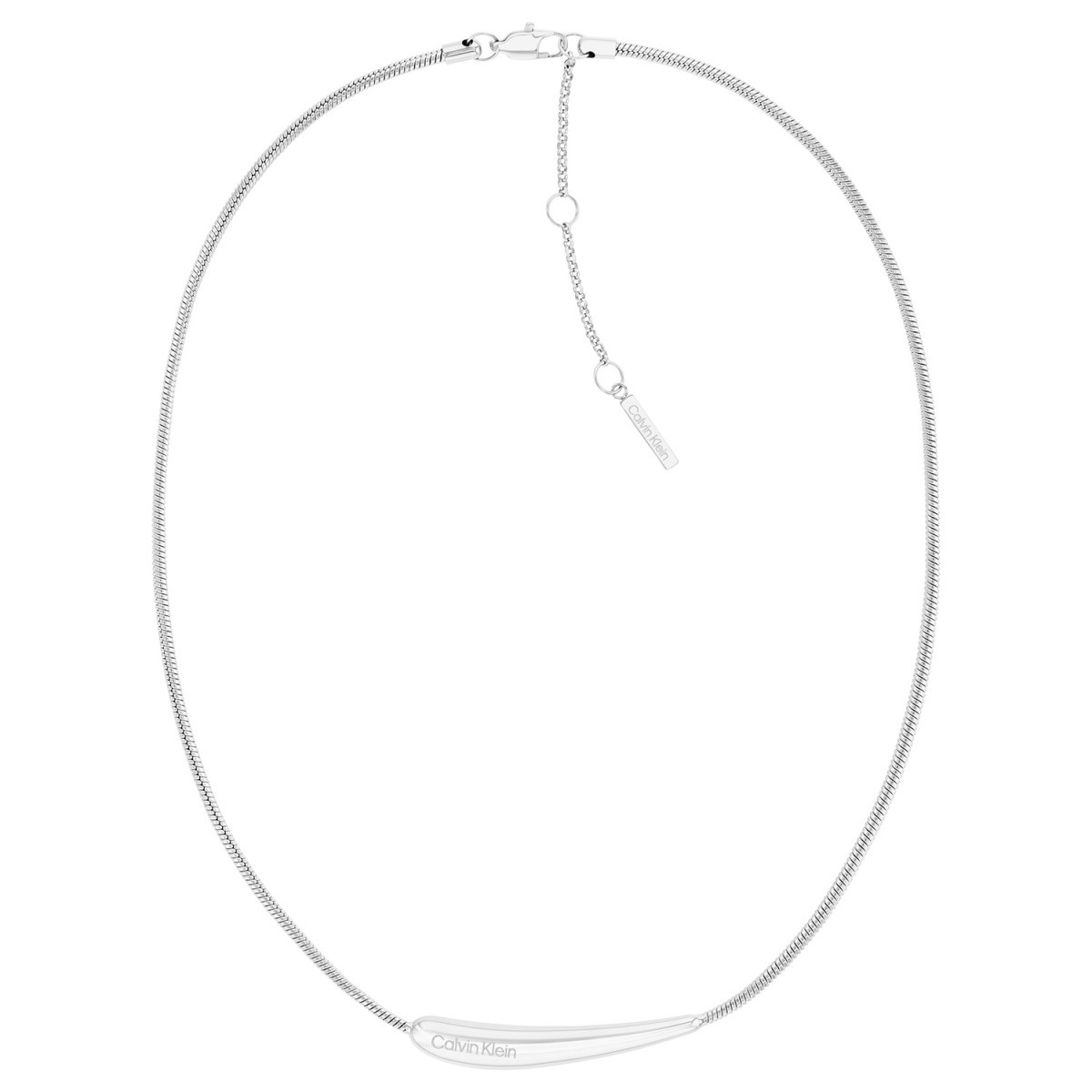 Calvin Klein CJ35000338 zilverkleurige stalen ketting met plaat hanger - Lengte 45 cm