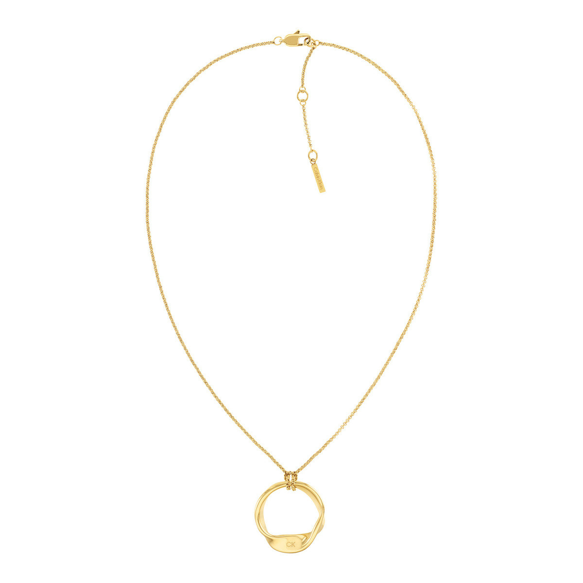 Calvin Klein CJ35000526 gold plated ketting met organische ronde hanger 25 mm - Lengte 50 cm
