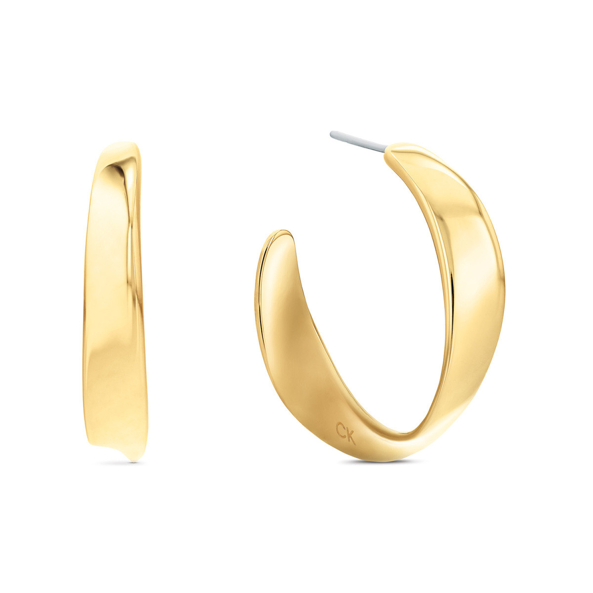 Calvin Klein CJ35000534 goudkleurige stekeroorringen 6 mm breed