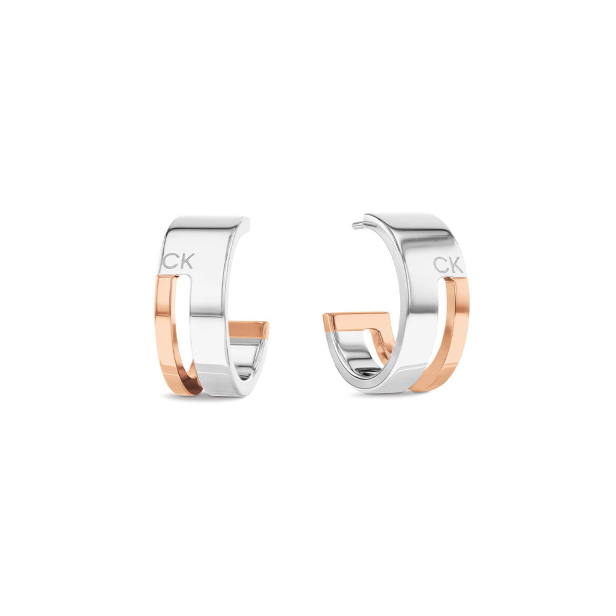 Calvin Klein CJ35000678 bicolor oorringen 8 mm breed - Hoogte 20 mm