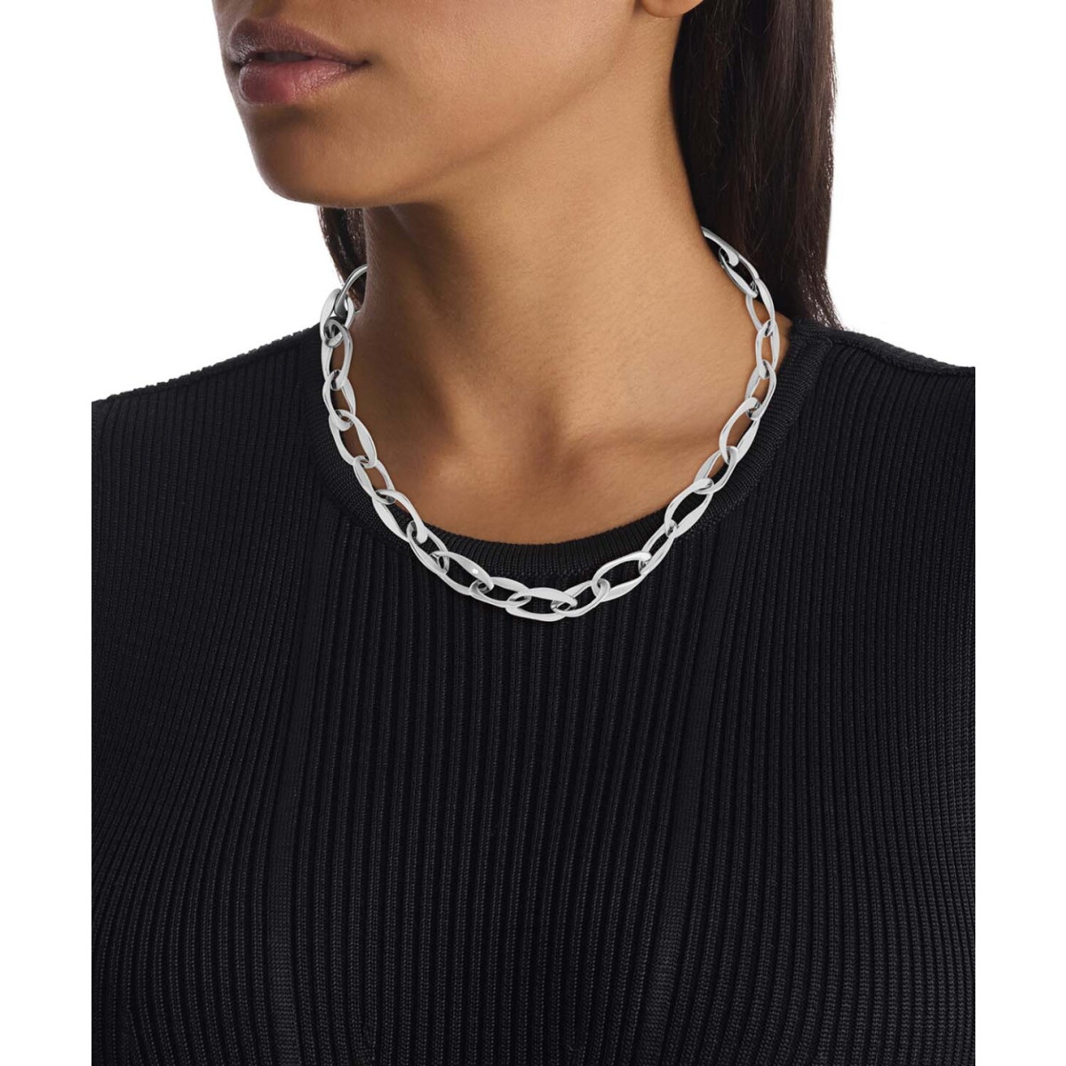 Calvin Klein CJ35000683 zilverkleurige anker schakelketting 8 mm breed - Lengte 50 cm