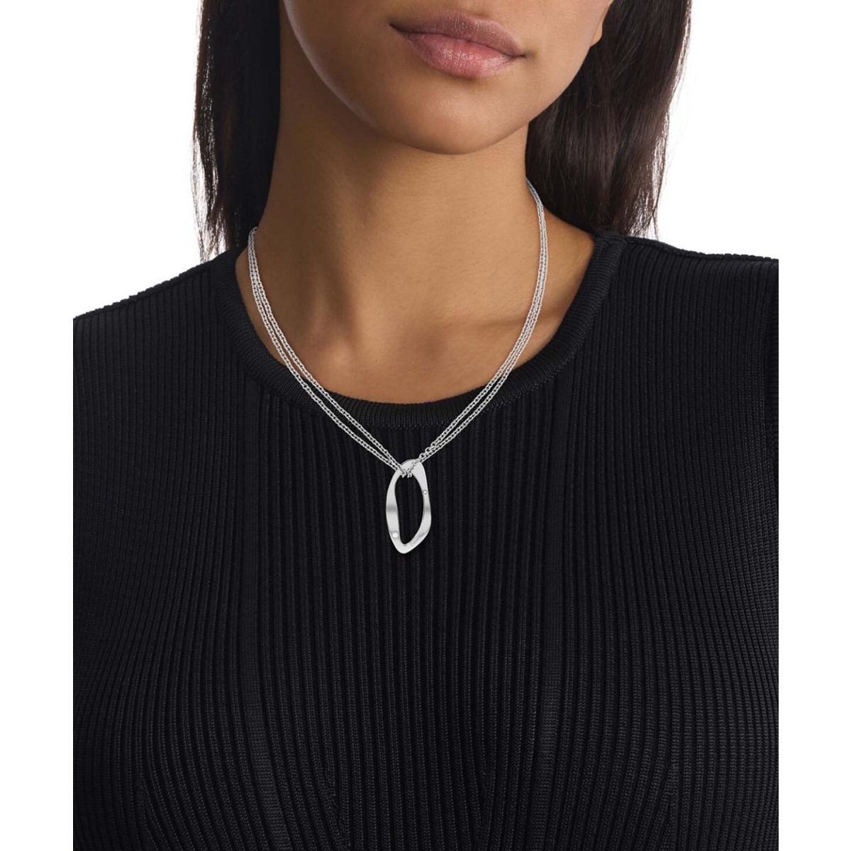 Calvin Klein CJ35000685 zilverkleurige ketting met organische ovale hanger 12 mm - 50 cm Lengte