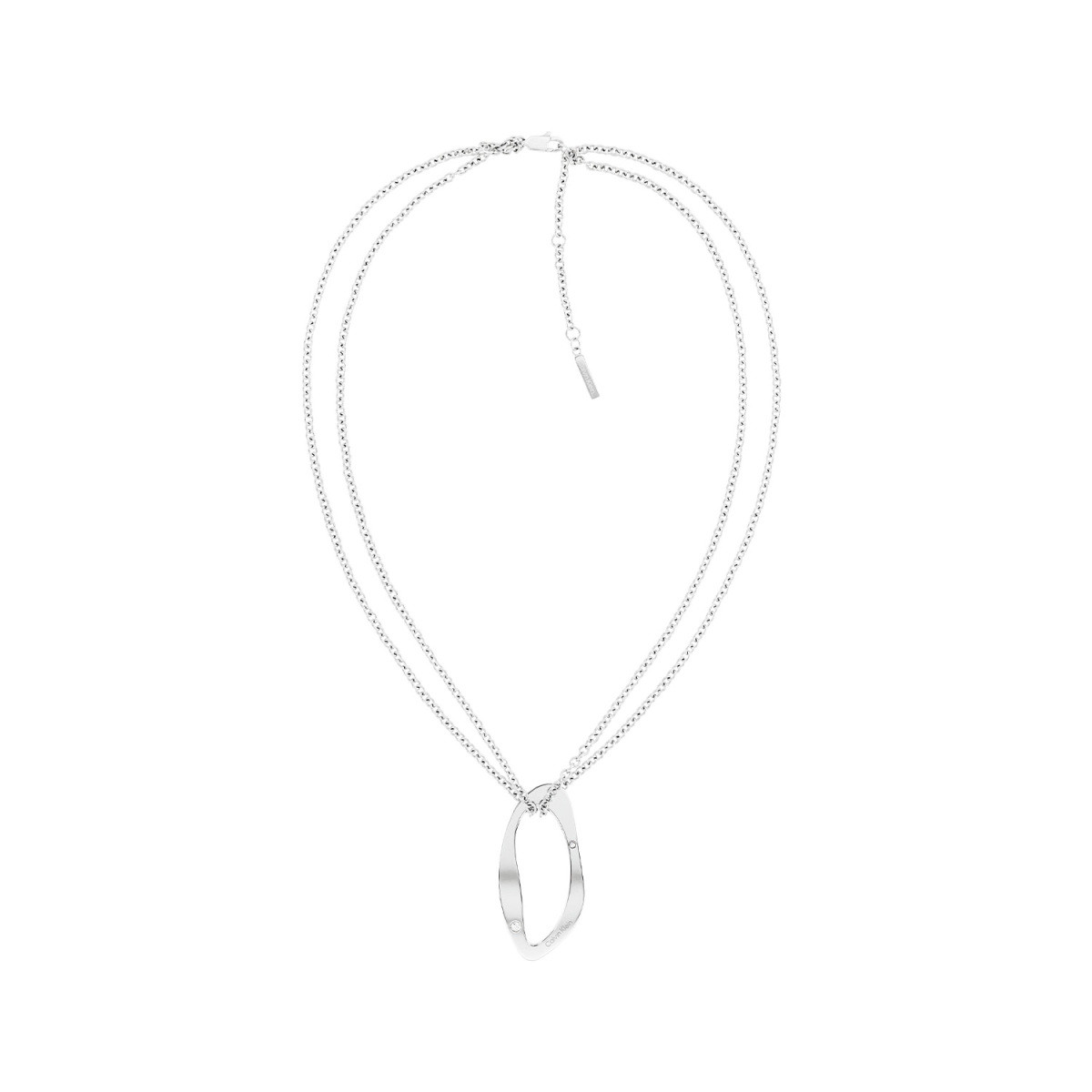 Calvin Klein CJ35000685 zilverkleurige ketting met organische ovale hanger 12 mm - 50 cm Lengte