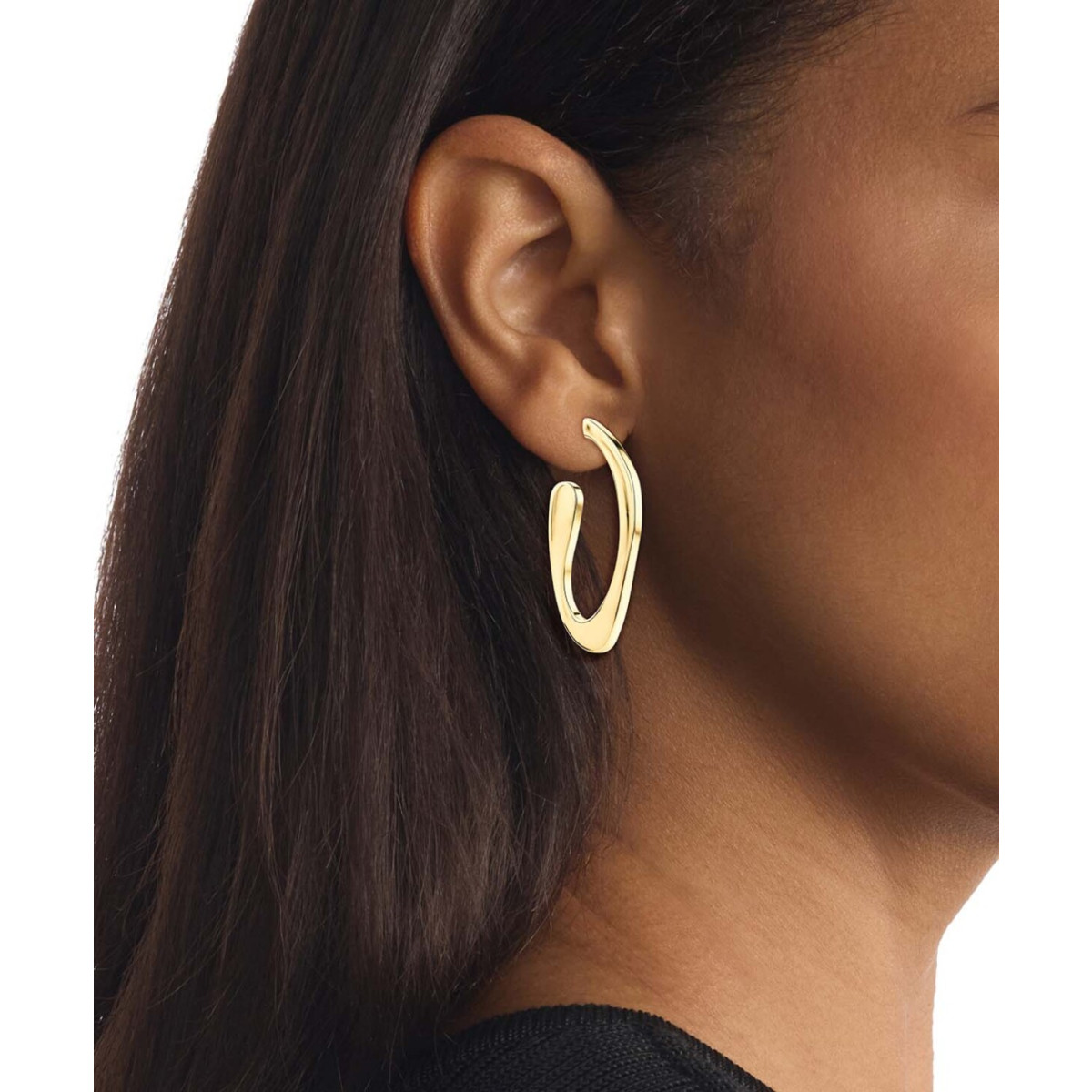 Calvin Klein CJ35000688 gold plated organische ovale oorbellen 2 mm breed