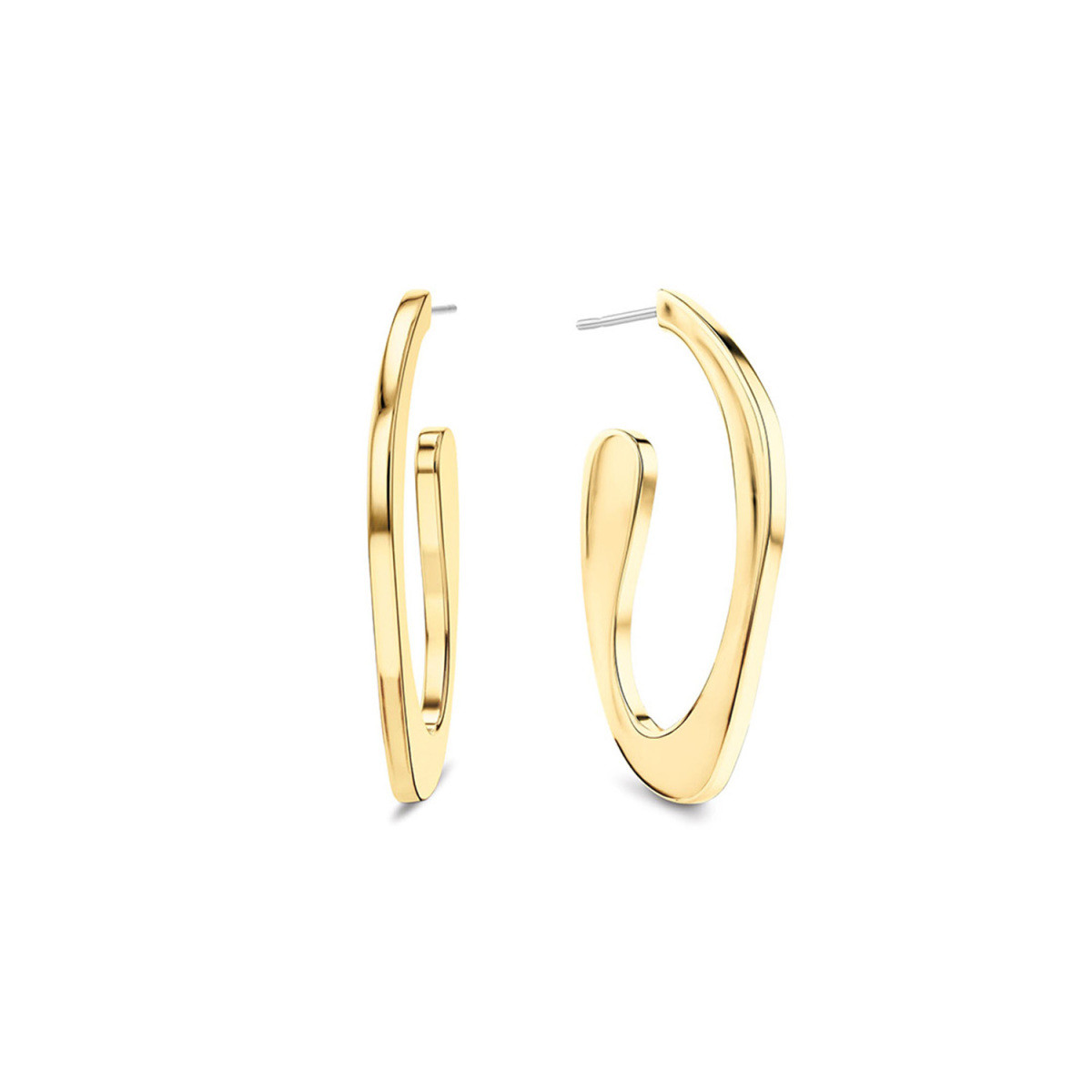 Calvin Klein CJ35000688 gold plated organische ovale oorbellen 2 mm breed
