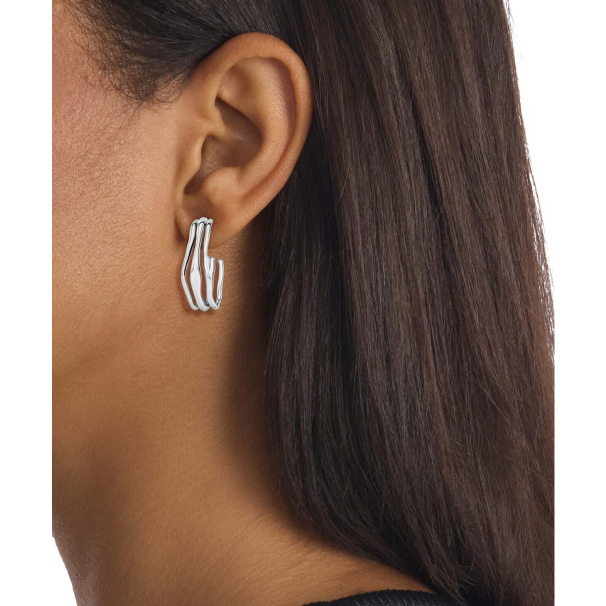 Calvin Klein CJ35000720 zilverkleurig stalen halfopen ovale oorbellen 6 mm breed