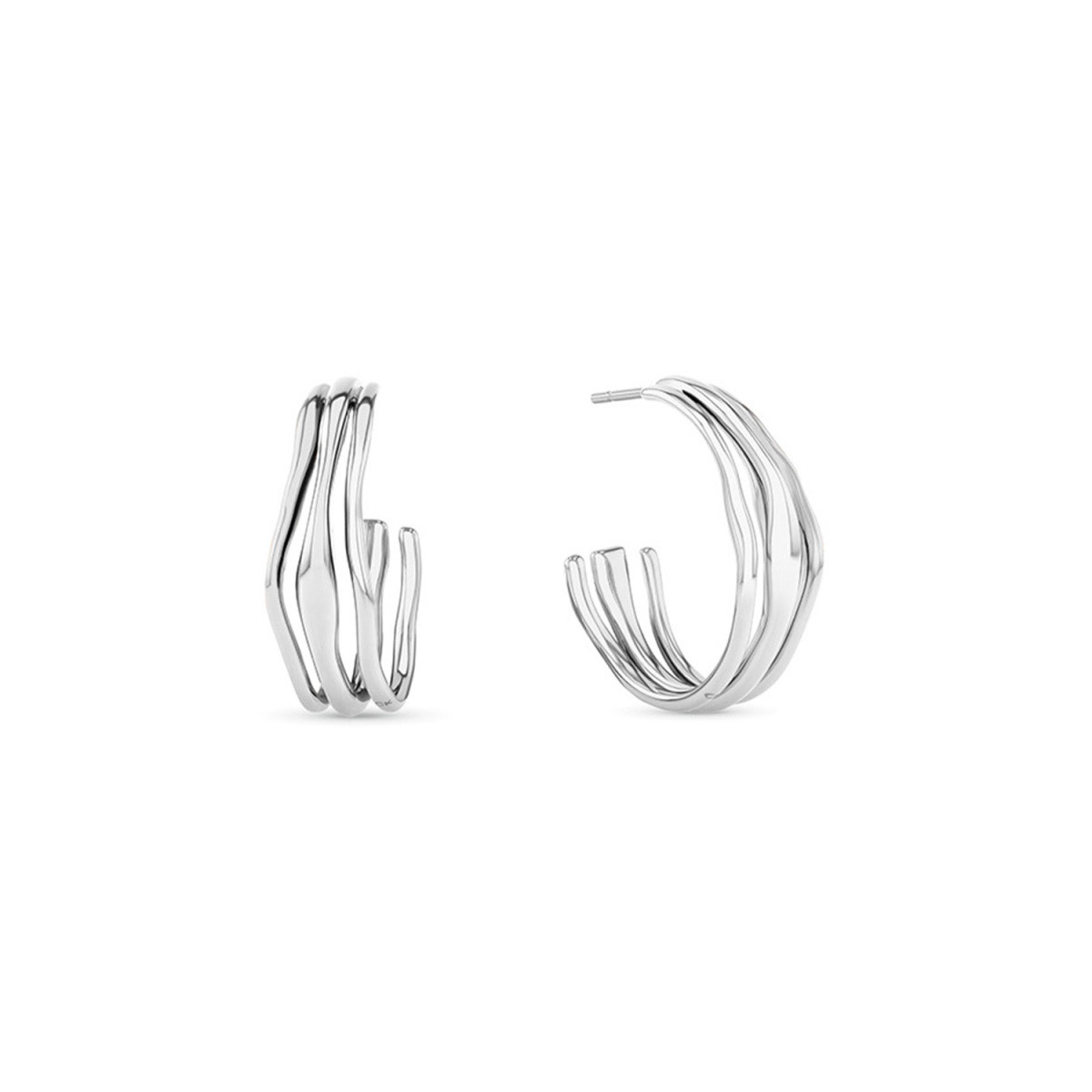 Calvin Klein CJ35000720 zilverkleurig stalen halfopen ovale oorbellen 6 mm breed