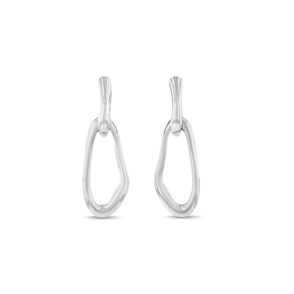Calvin Klein CJ35000749 zilverkleurige ovale organische oorhangers 10 mm breed - Hoogte 55 mm