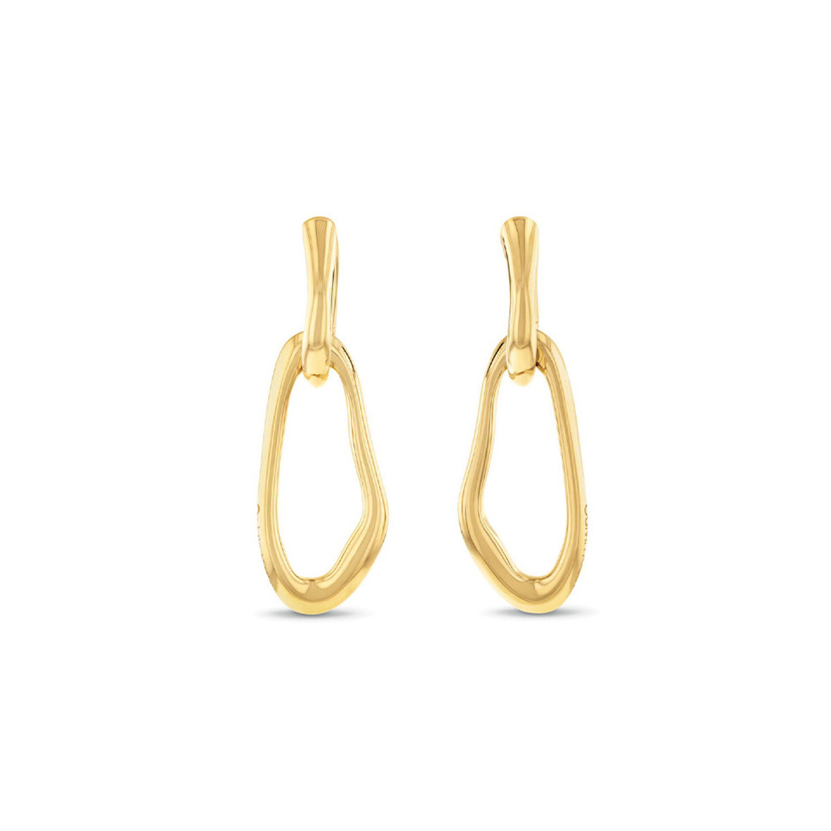 Calvin Klein CJ35000750 goudkleurige organische ovale oorhangers 10 mm breed - Hoogte 55 mm