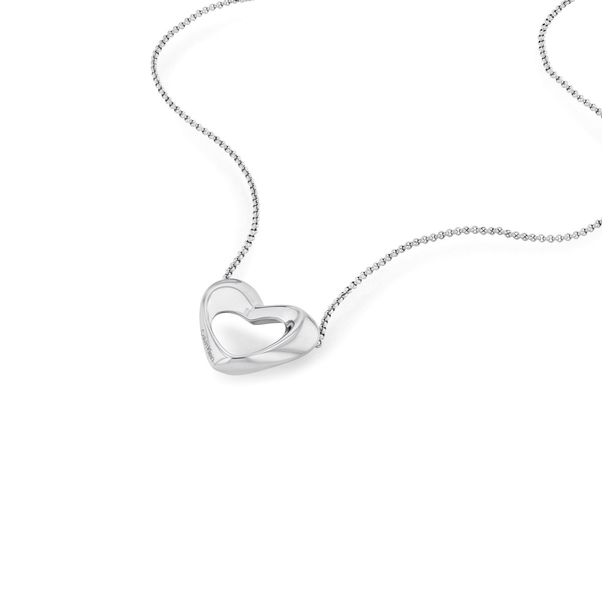 Calvin Klein CJ35000757 zilverkleurige ketting met hart hanger 20 mm - Lengte 50 cm