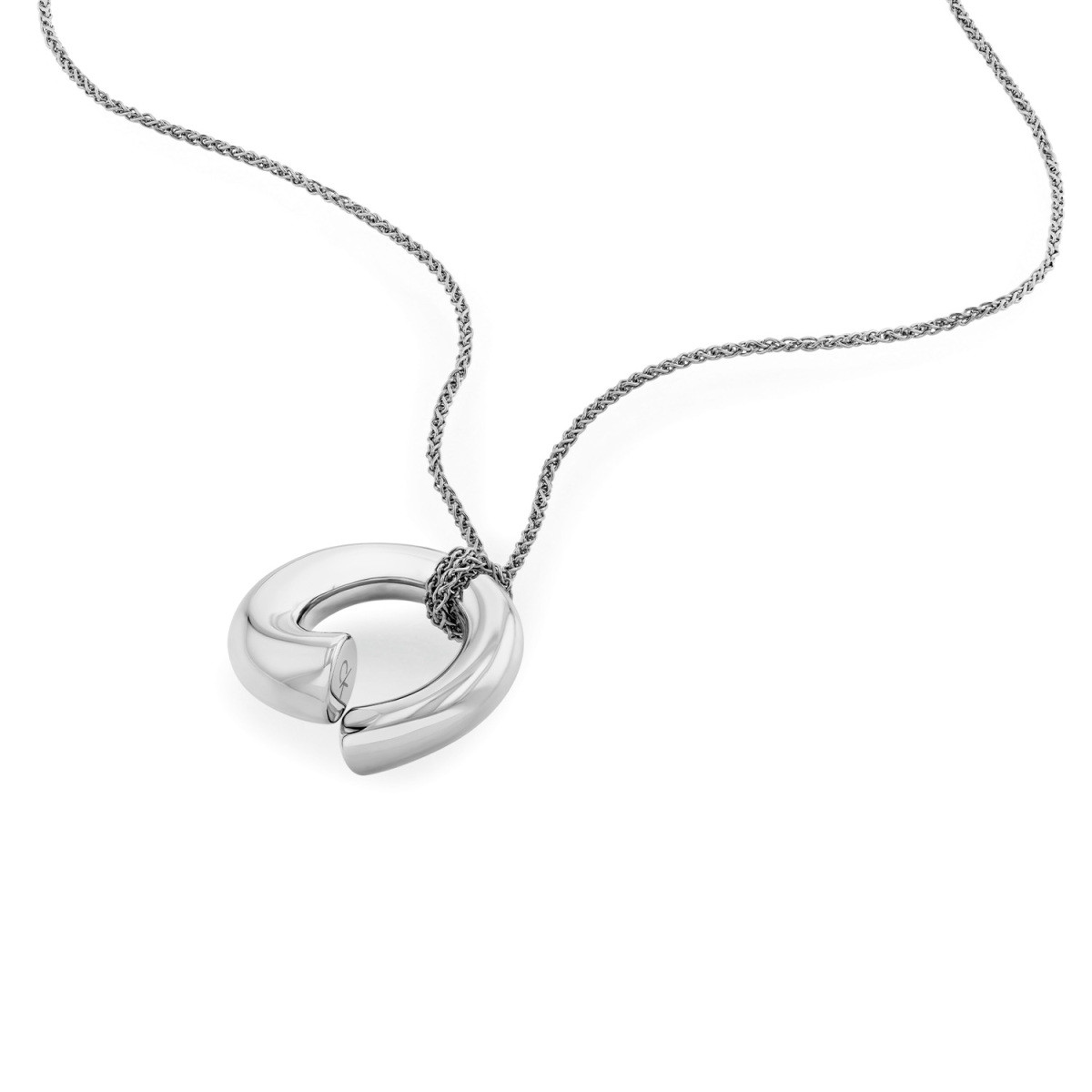 Calvin Klein CJ35000760 zilverkleurige ketting met open ronde hanger 5 mm - Lengte 61 cm
