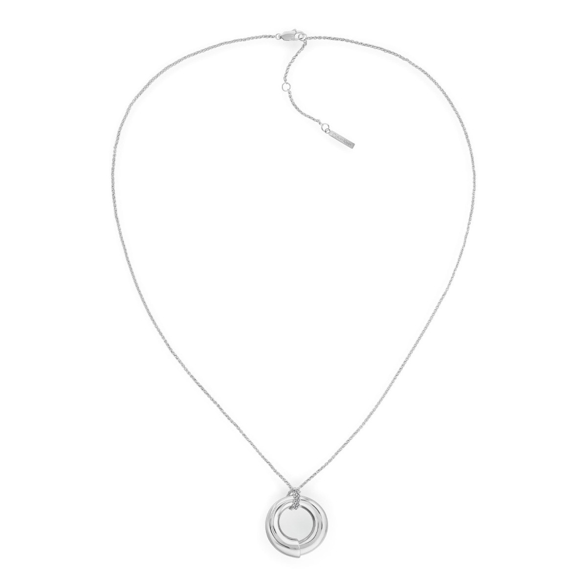 Calvin Klein CJ35000760 zilverkleurige ketting met open ronde hanger 5 mm - Lengte 61 cm