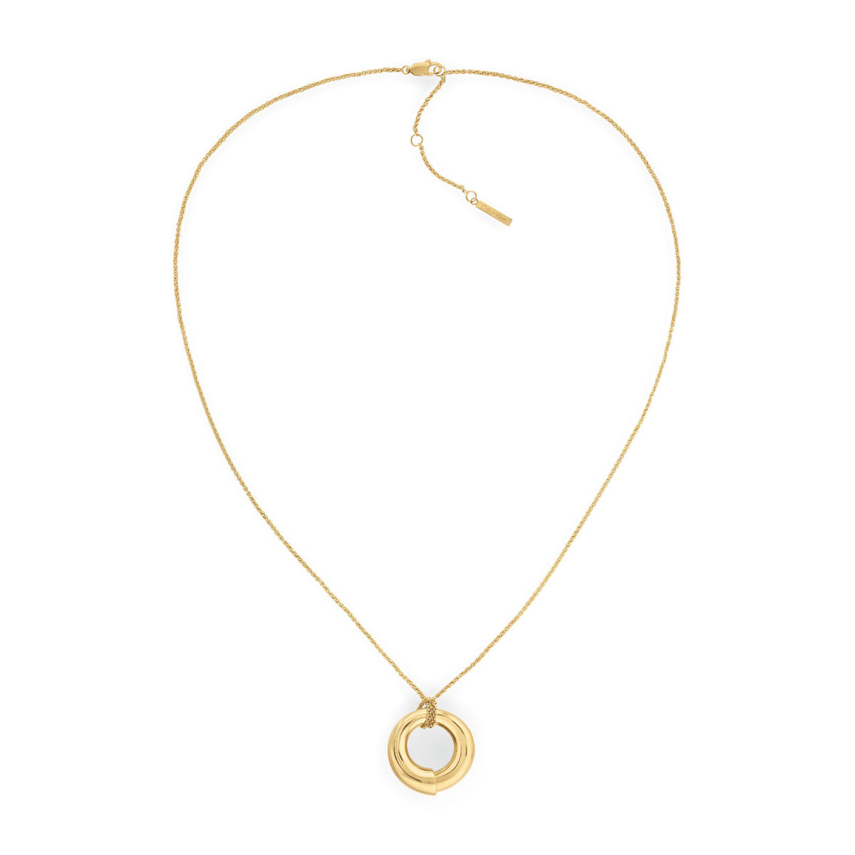 Calvin Klein CJ35000761 gold plated ketting met open ronde hanger 20 mm - Lengte 61 cm