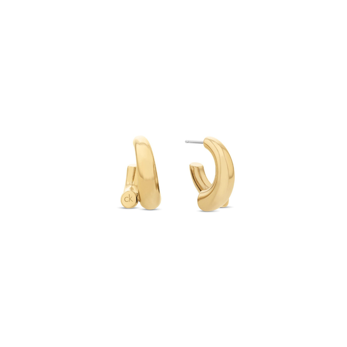 Calvin Klein CJ35000765 goudkleurige gold plated stekeroorringen 5 mm breed - Hoogte 17.5 mm