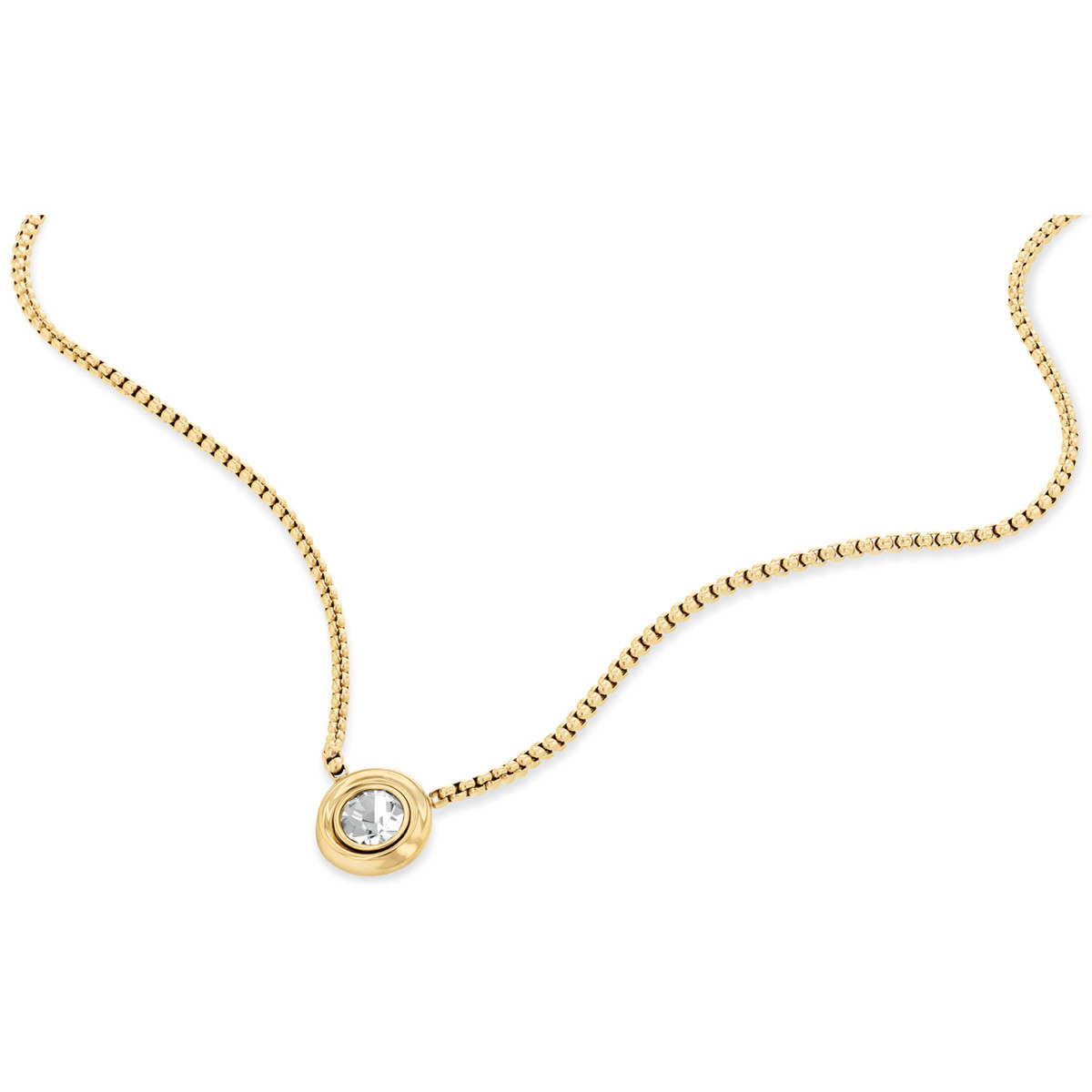Calvin Klein CJ35000770 gold plated ketting met ronde kristal hanger - Lengte 46-50 cm