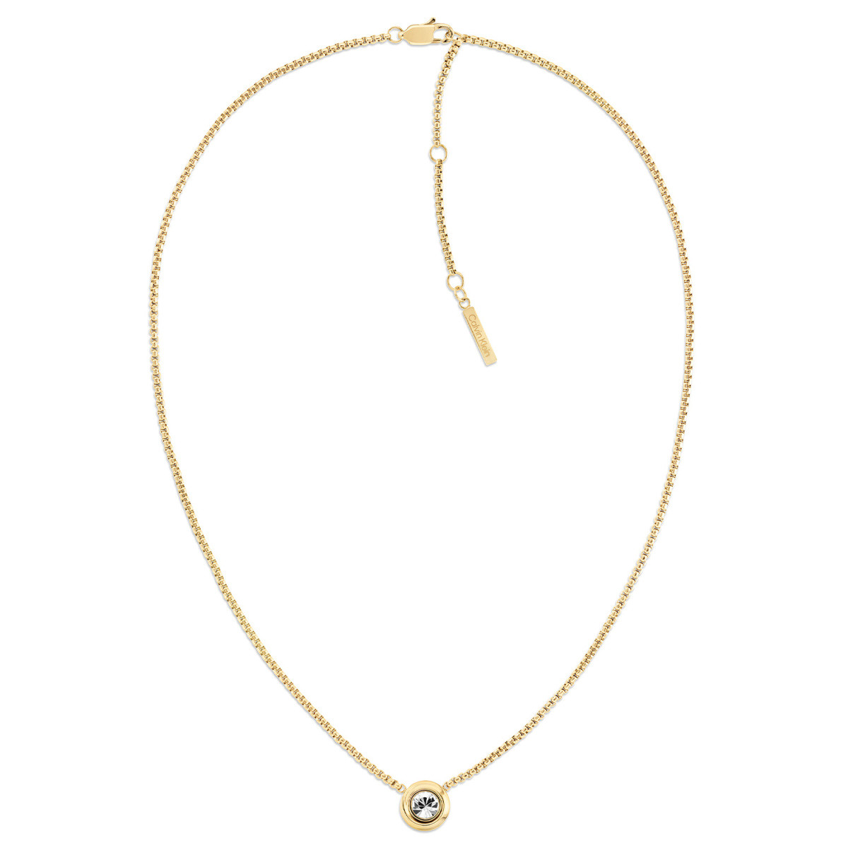 Calvin Klein CJ35000770 gold plated ketting met ronde kristal hanger - Lengte 46-50 cm