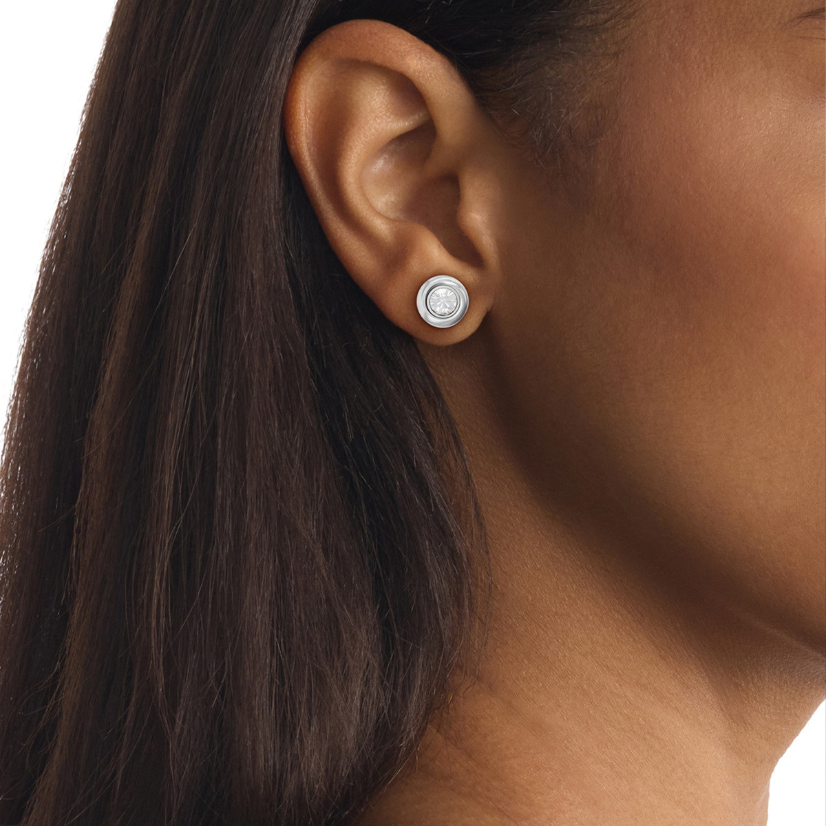 Calvin Klein CJ35000771 zilverkleurige oorstekers met transparante kristal 10 mm breed