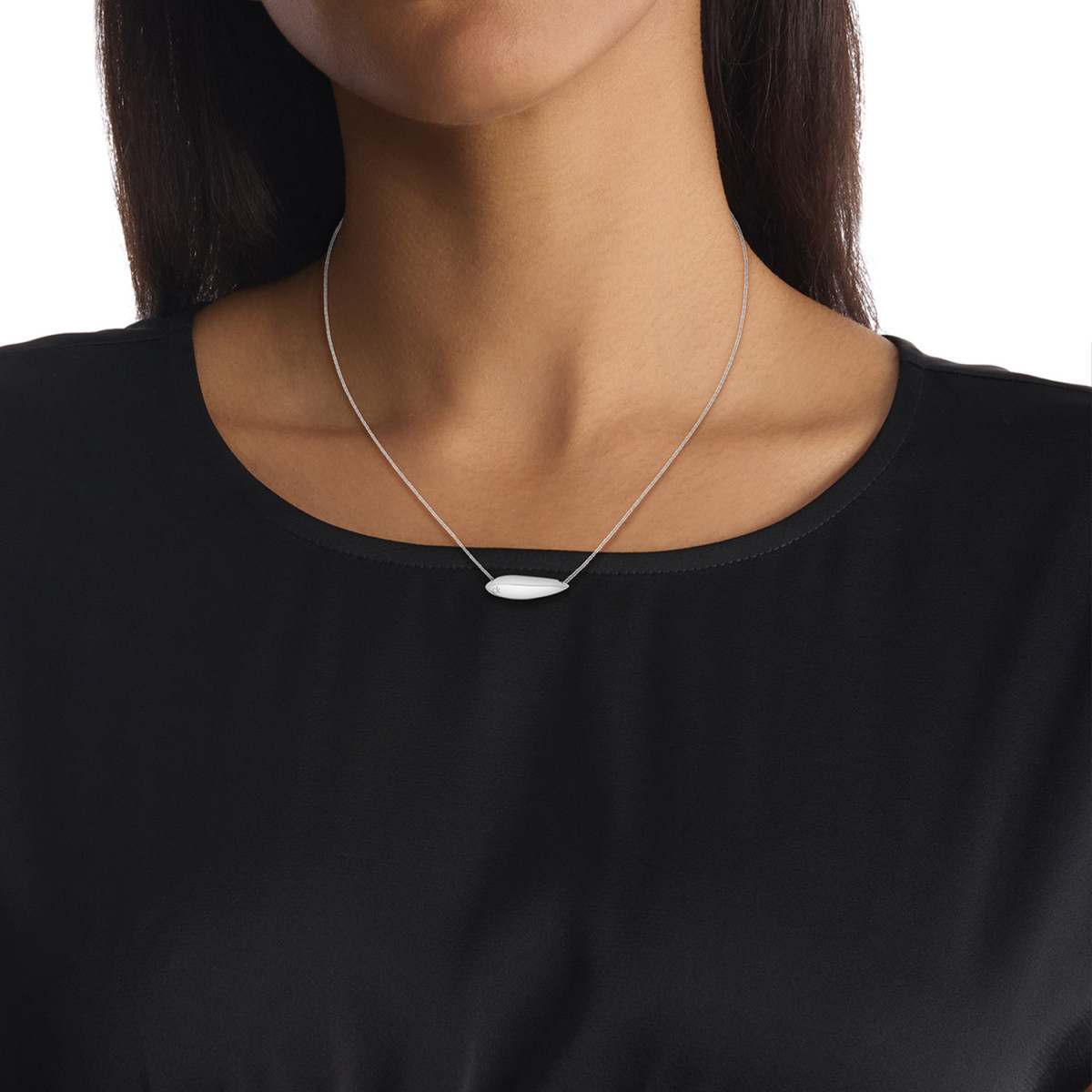 Calvin Klein CJ35000815 zilverkleurige ketting met ovale hanger 10 mm - Lengte 51 cm