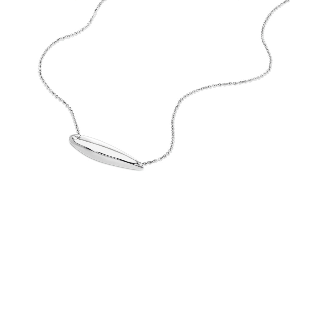 Calvin Klein CJ35000815 zilverkleurige ketting met ovale hanger 10 mm - Lengte 51 cm