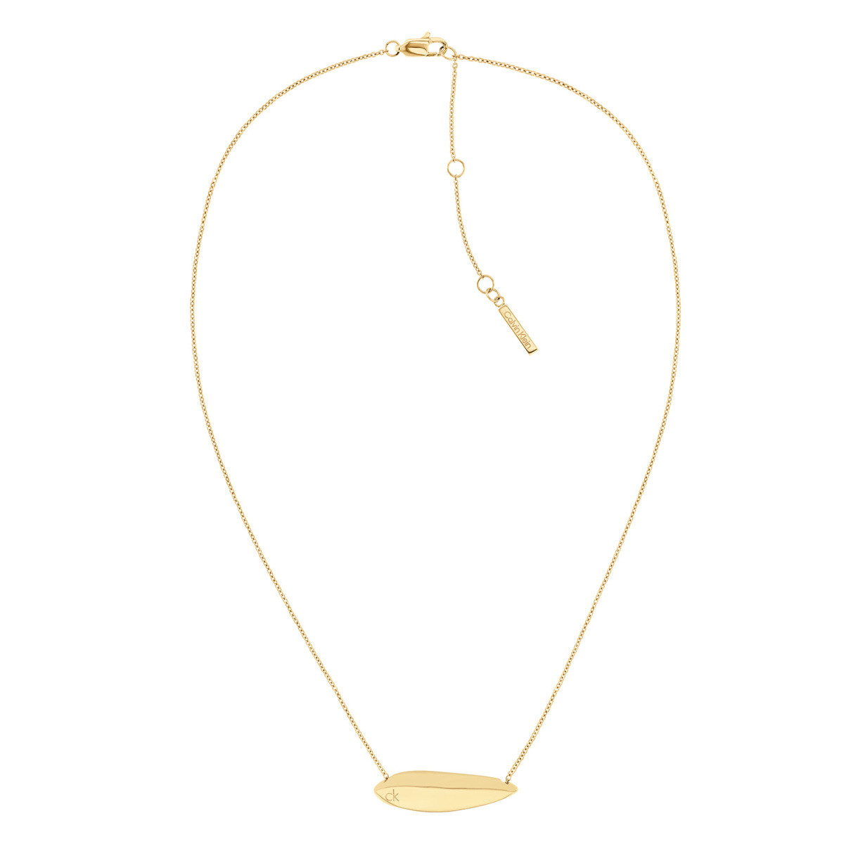 Calvin Klein CJ35000816 goudkleurige ketting met horizontale hanger 10 mm - Lengte 51 cm