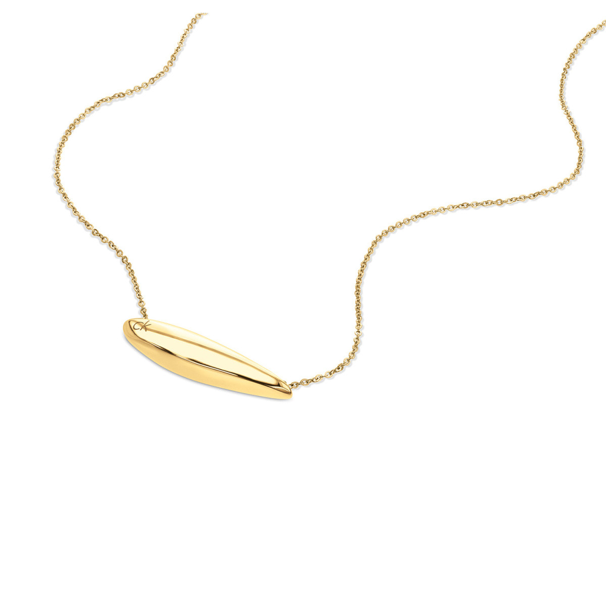 Calvin Klein CJ35000816 goudkleurige ketting met horizontale hanger 10 mm - Lengte 51 cm