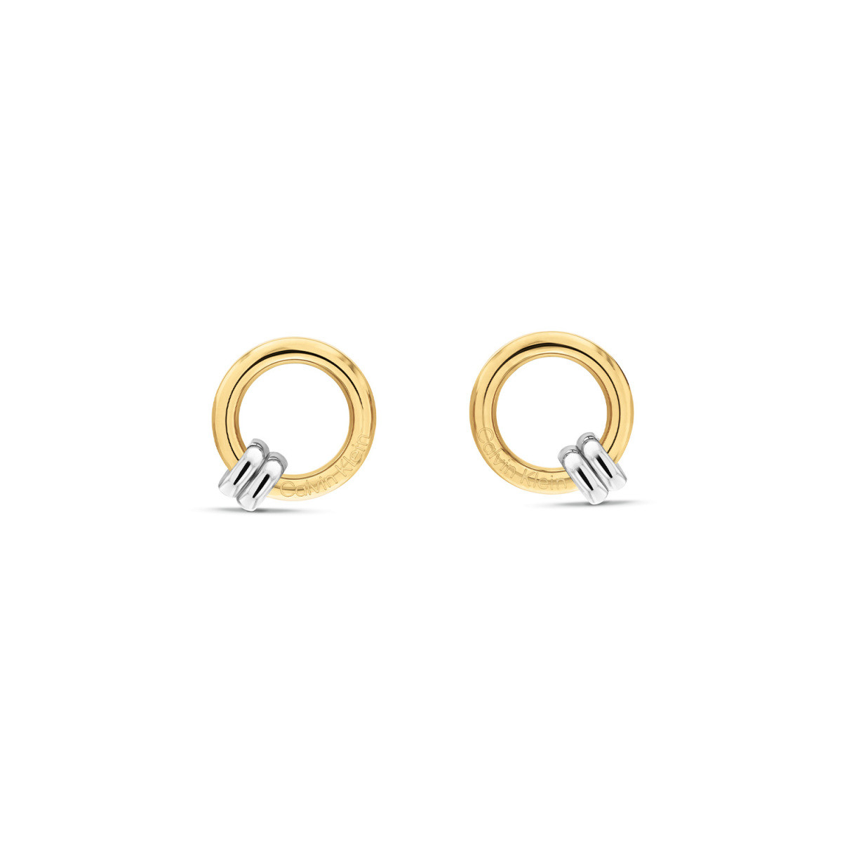 Calvin Klein CJ35000926 gold plated bicolor ronde oorstekers - Diameter 15 mm