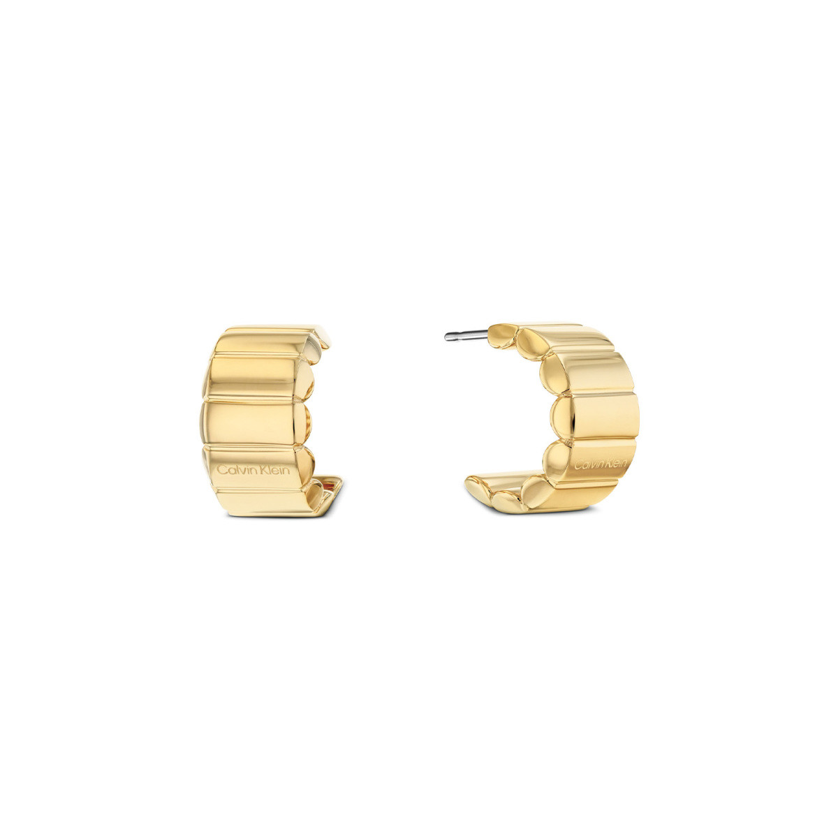 Calvin Klein CJ35000944 goudkleurige halfronde oorbellen 8 mm breed - Hoogte 15 mm