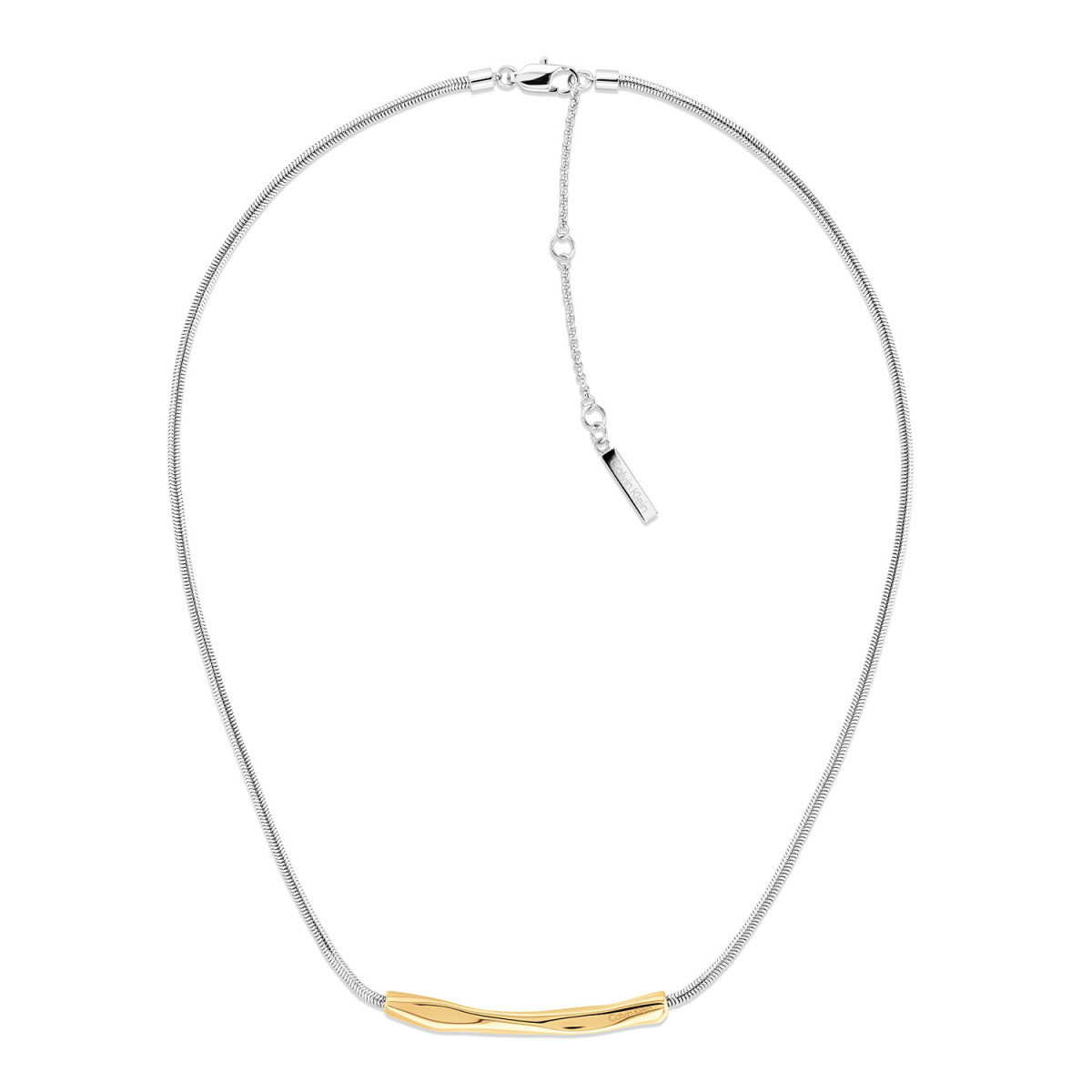 Calvin Klein CJ35000945 bicolor ketting met golvende hanger 60 mm - Lengte 47 cm