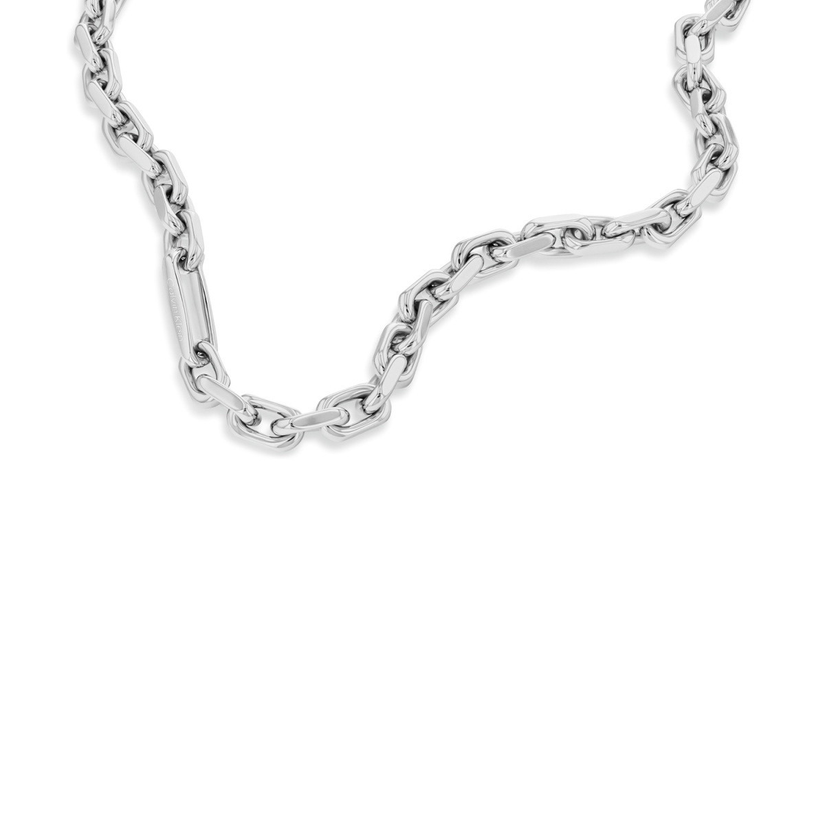 Calvin Klein CJ35100049 glanzende zilverkleurige anker schakelketting 8 mm breed - Lengte 46-50 cm