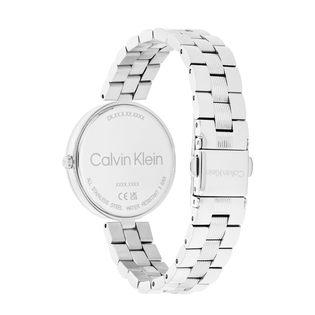 Calvin Klein CK25100015 zilverkleurig dameshorloge met ronde kast en roze wijzerplaat - Ø 32 mm