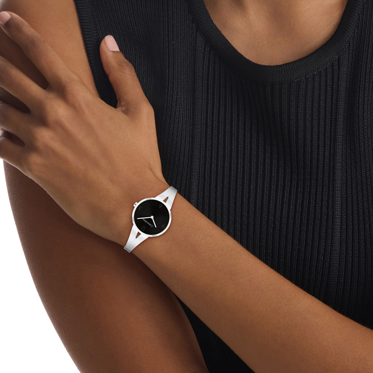 Calvin Klein CK25100026 zilverkleurig quartz dameshorloge met zwarte wijzerplaat - Ø 30 mm