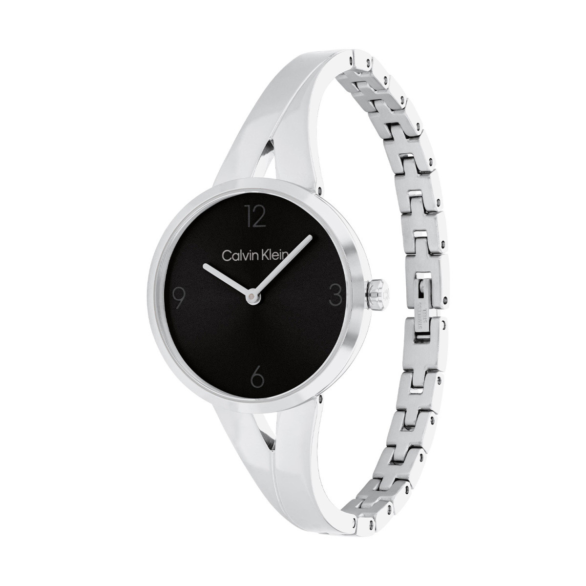 Calvin Klein CK25100026 zilverkleurig quartz dameshorloge met zwarte wijzerplaat - Ø 30 mm