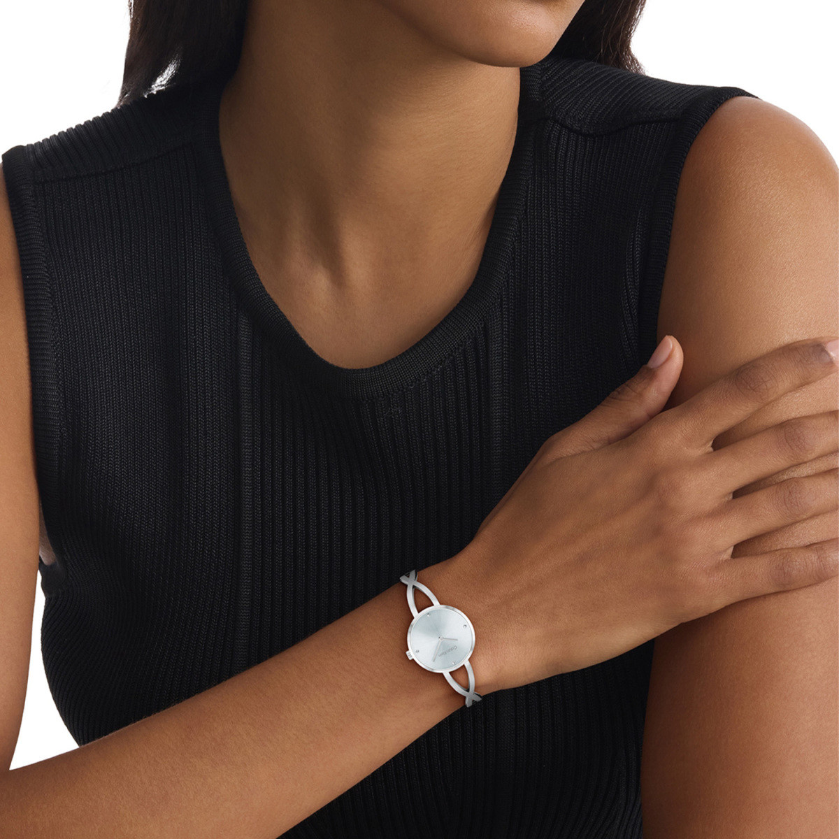 Calvin Klein CK25100058 dameshorloge met lichtblauwe wijzerplaat en steentjes - Ø 28 mm