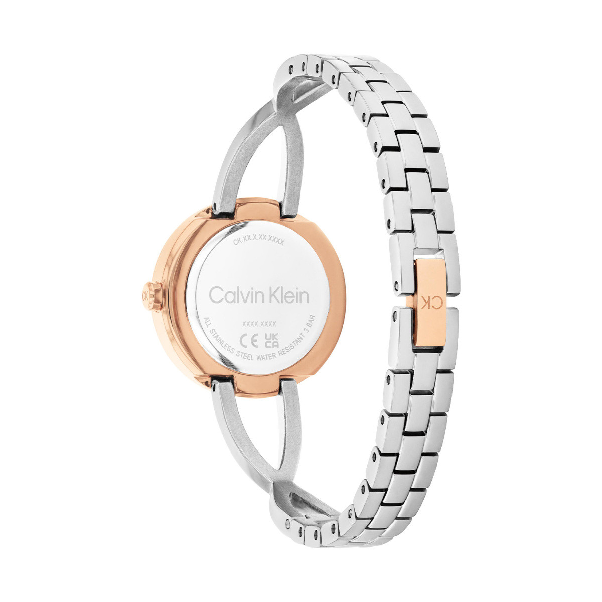 Calvin Klein CK25100060 bicolor dameshorloge met rosékleurige kast en steentjes - Ø 28 mm