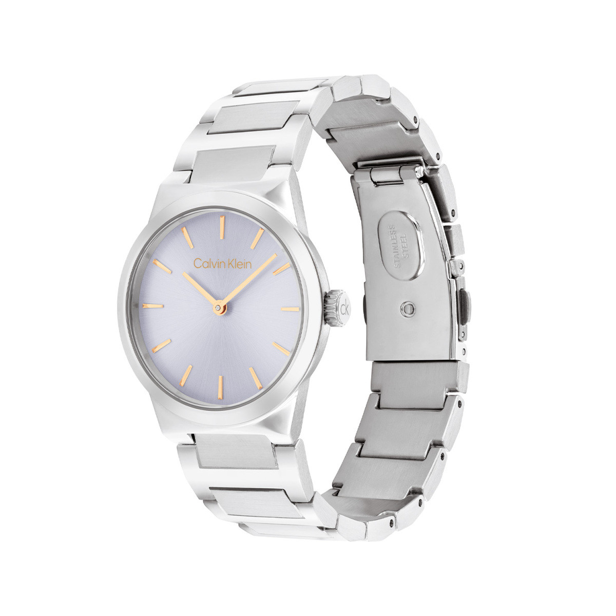 Calvin Klein CK25100079 zilverkleurig dameshorloge met paarsblauwe wijzerplaat - Ø 32 mm