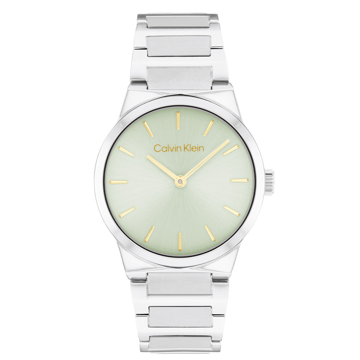 Calvin Klein CK25100080 zilverkleurig dameshorloge met lichtgroene wijzerplaat - Ø 32 mm