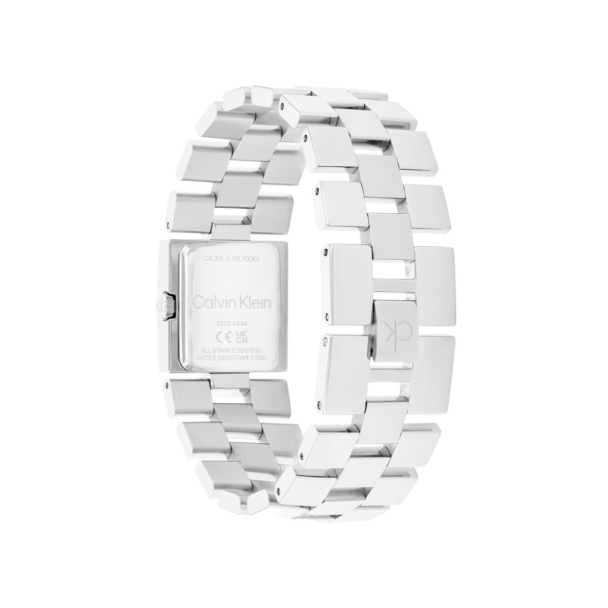 Calvin Klein CK25100088 zilverkleurig dameshorloge met vierkante kast en schakelband - Ø 22 mm