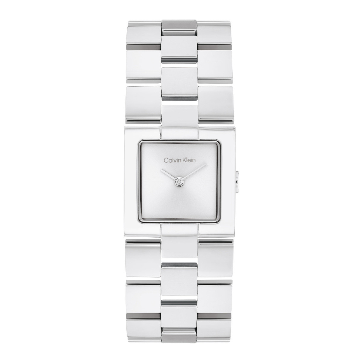 Calvin Klein CK25100088 zilverkleurig dameshorloge met vierkante kast en schakelband - Ø 22 mm