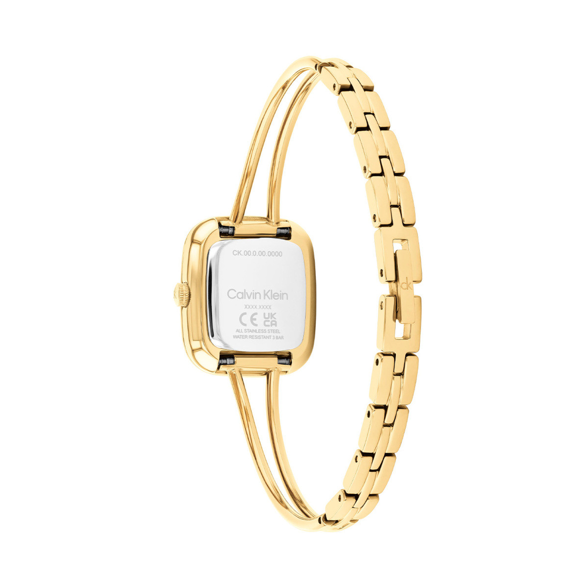 Calvin Klein CK25100132 goudkleurig dameshorloge met vierkante kast en strakke band - Ø 24 mm