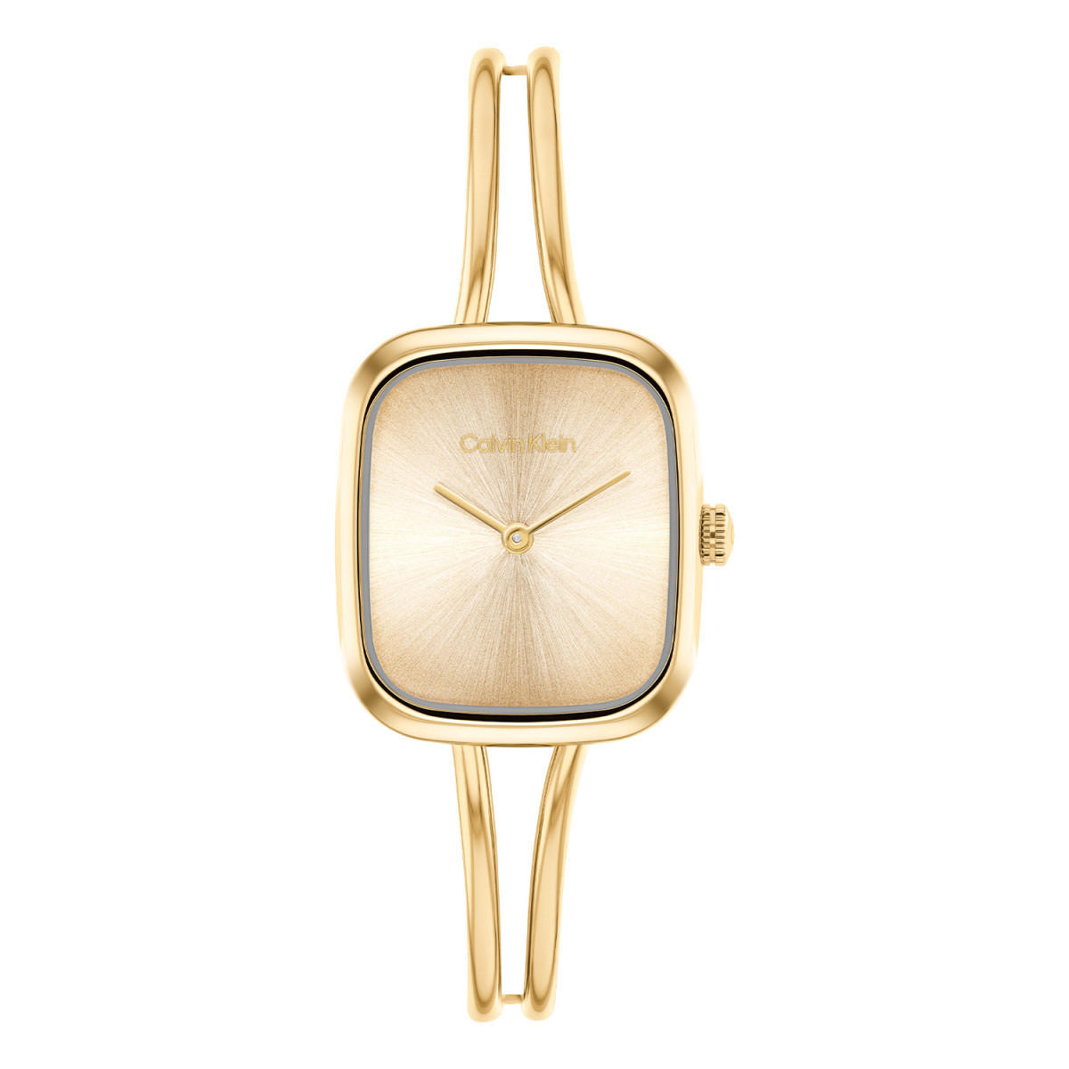 Calvin Klein CK25100132 goudkleurig dameshorloge met vierkante kast en strakke band - Ø 24 mm