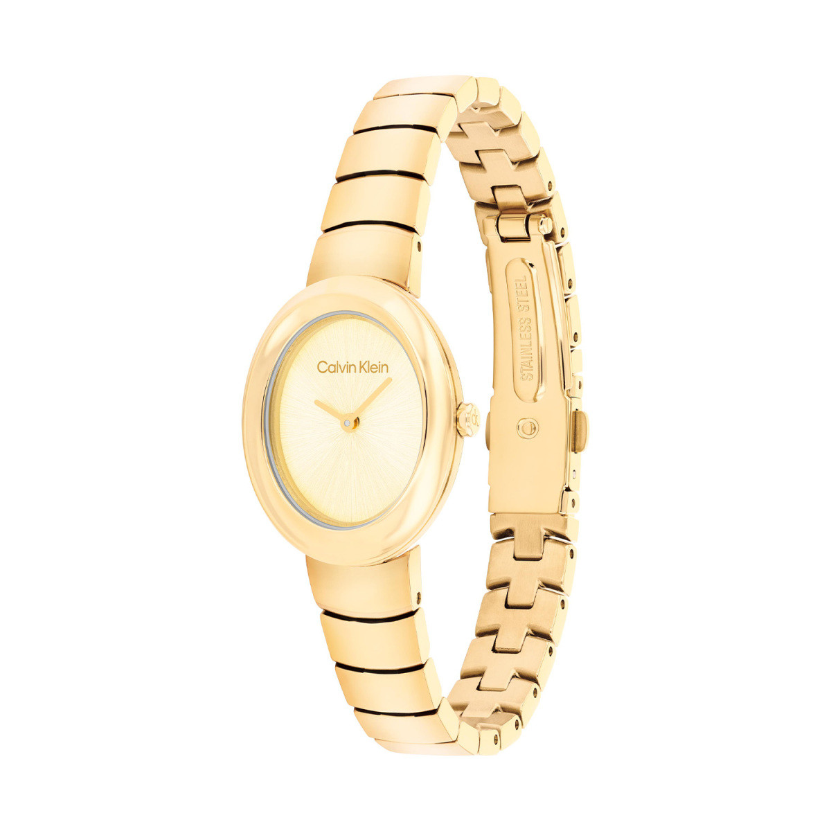 Calvin Klein CK25100147 goudkleurig dameshorloge met ovale kast - Ø 24 mm