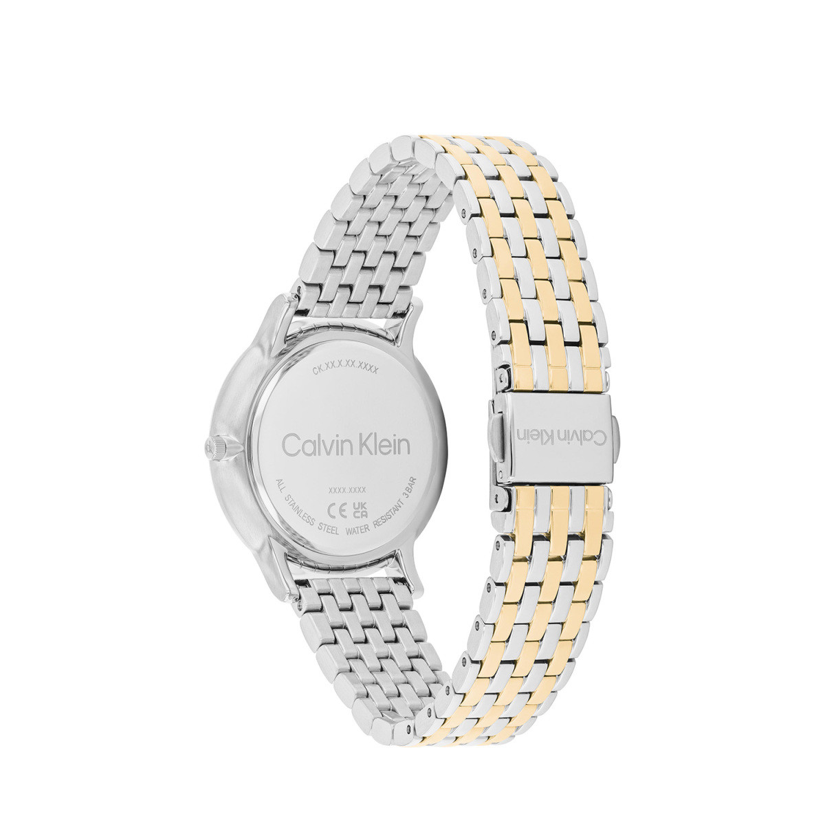 Calvin Klein CK25100171 bicolor dameshorloge met ronde kast en zwarte wijzerplaat - Ø 34 mm