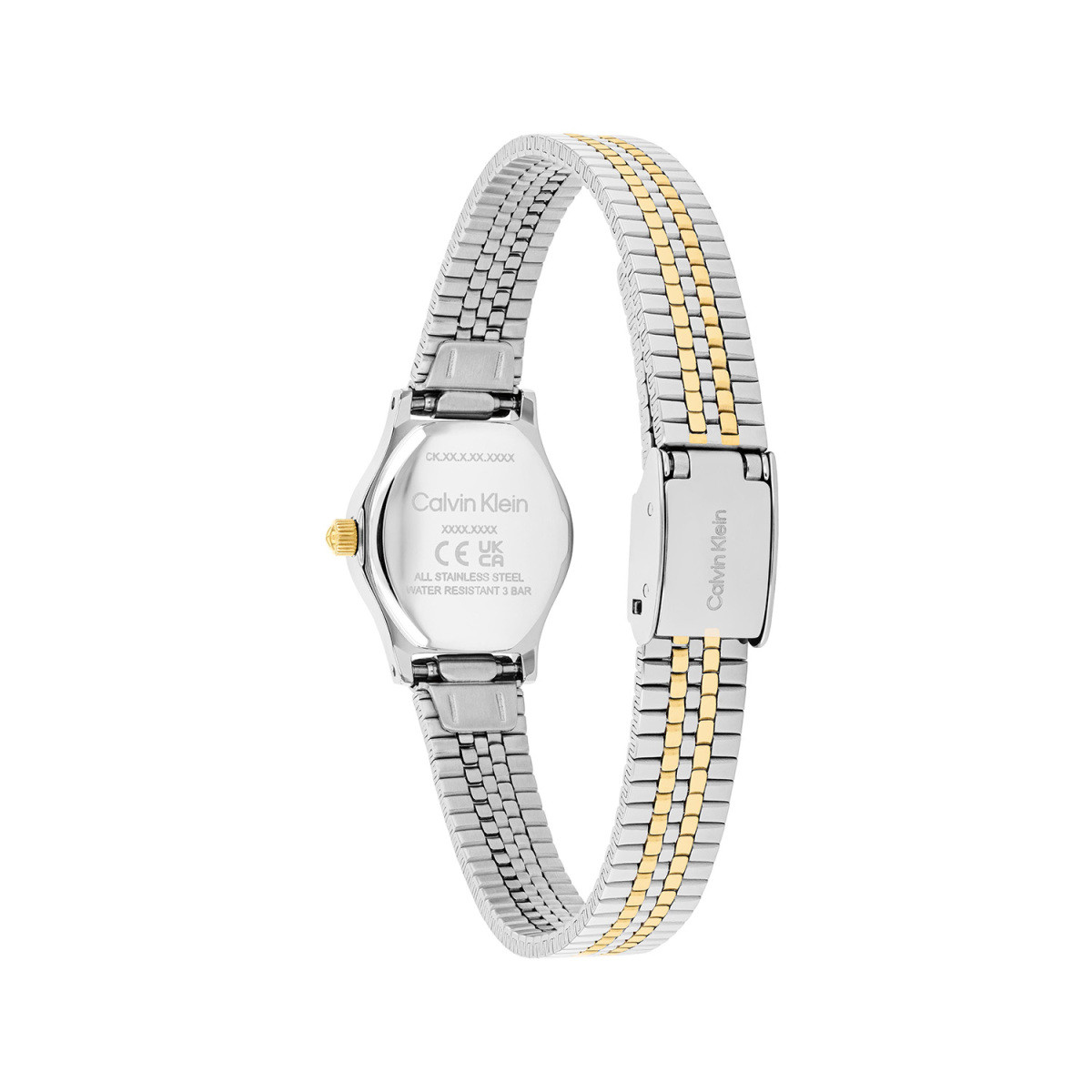 Calvin Klein CK25100202 bicolor verguld dameshorloge met ronde kast en groene wijzerplaat - Ø 18 mm