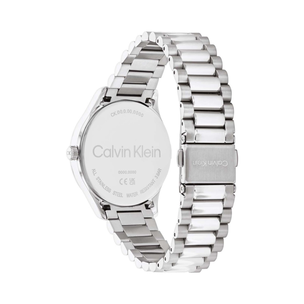 Calvin Klein CK25200230 zilverkleurig horloge met gestreepte blauwe wijzerplaat - Ø 35 mm