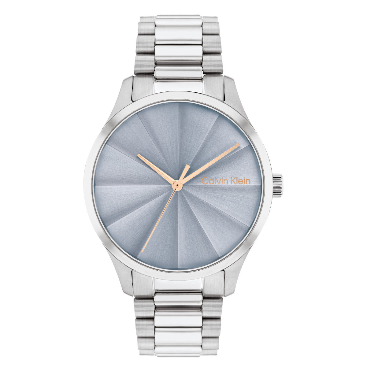 Calvin Klein CK25200230 zilverkleurig horloge met gestreepte blauwe wijzerplaat - Ø 35 mm