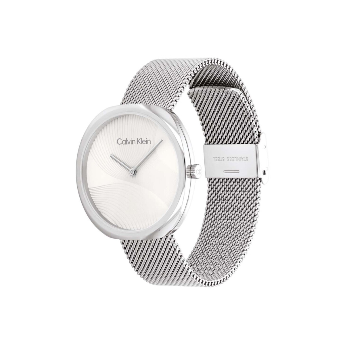 Calvin Klein CK25200245 zilverkleurig dameshorloge met witte wijzerplaat en mesh band - Ø 37 mm