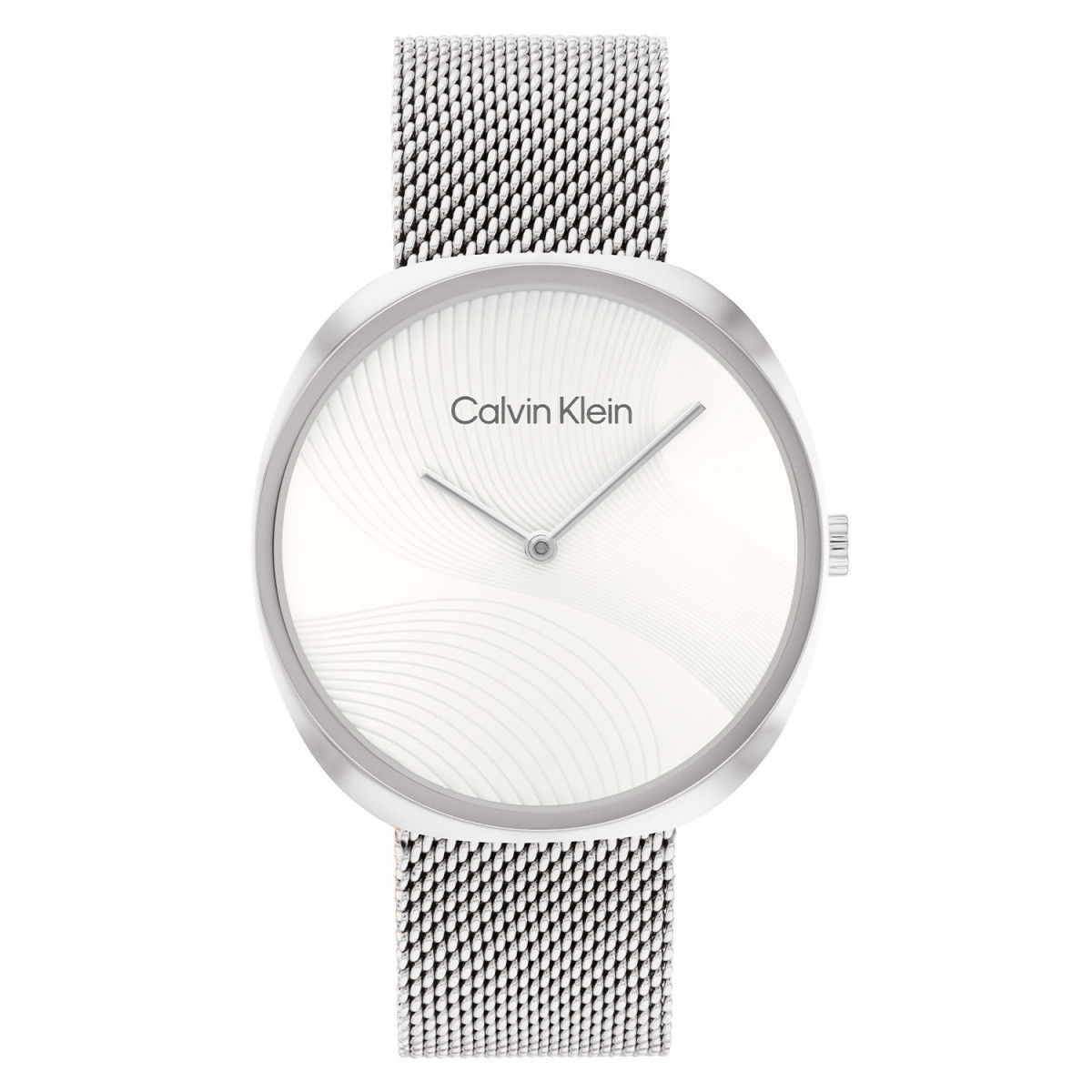 Calvin Klein CK25200245 zilverkleurig dameshorloge met witte wijzerplaat en mesh band - Ø 37 mm